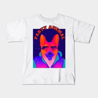 Party Animal Police K9 Dog Synthwave Retro Kids T-Shirt